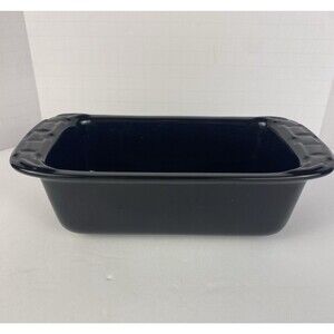 Longaberger Pottery Woven Traditions Mini Bread Loaf Pan in Ebony Black
